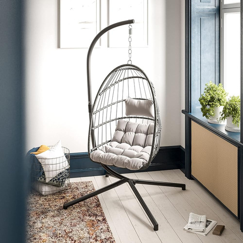 Flash Furniture Cleo Silla Huevo Colgante Patio Interior/ext