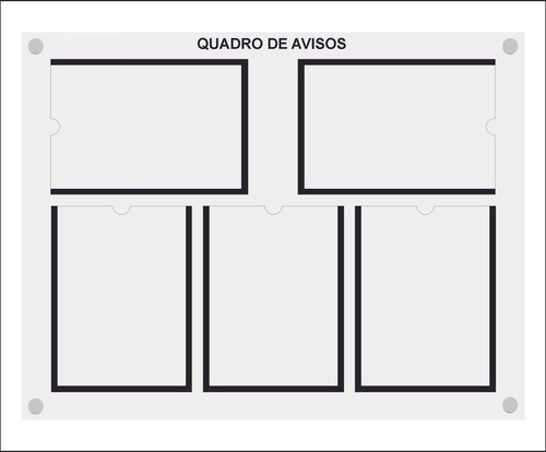 Quadro De Aviso E Gestão Com 5 Displays A4 Acrílico 1 Preto