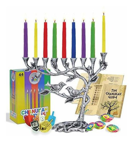 Ner Mitzvah Tree Of Life Menorah Set Para Hanukkah - Antique