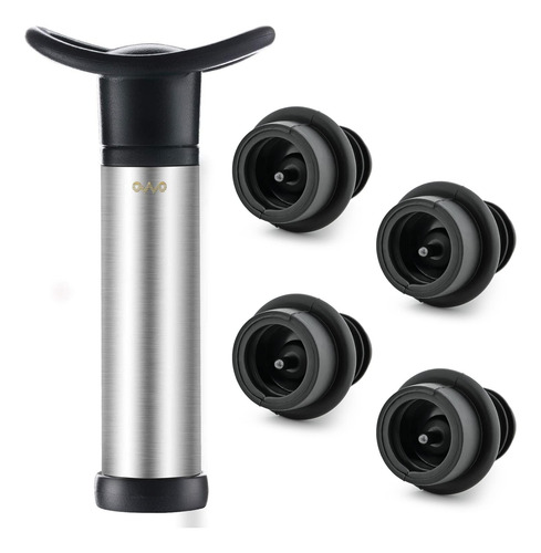 Protector De Vino Con 4 Tapones Al Vacío Reutilizables