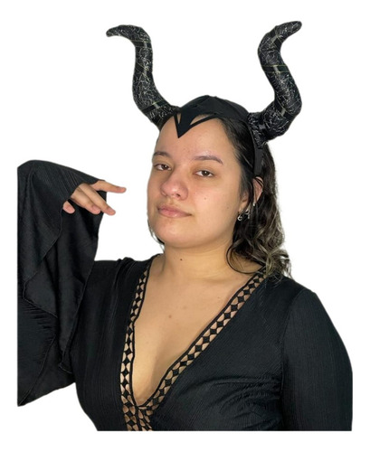 Faixa Tiara Com Chifres Para Fantasias Carnaval E Halloween Cor Preta