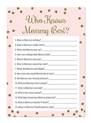 Who Knows Mommy Best Baby Shower Game - 24 Count - (faux Gol