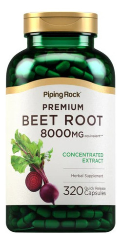 Beterraba Beet Root 8000 Mg 320 Cápsulas Piping Rock Sabor Sem Sabor