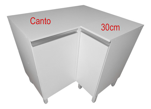 Balcão De Canto Direito 125cm Cozinha Multiuso Com Tampo Montado Cor Branco
