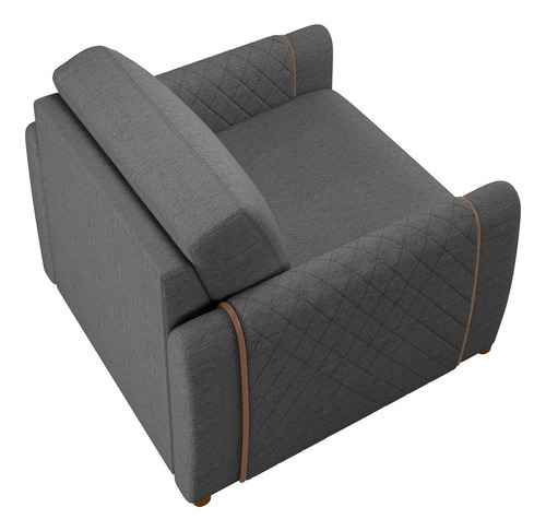 Kit Poltronas Para Sala De Estar Pés De Madeira Base Fixa Flora M03 Linho Chumbo