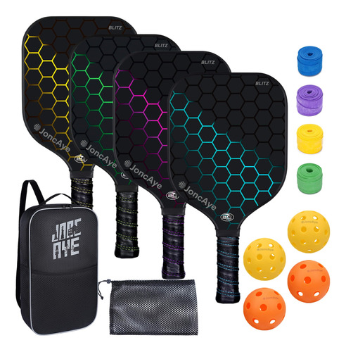 Joncaye Pickleball Paddles Set De 4 Raquetas De Fibra Qvhlm