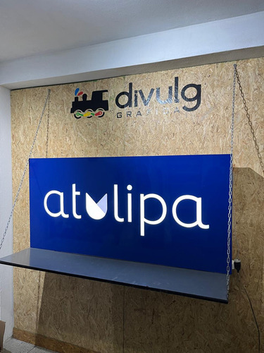 Placa Fachada Acm Luminosa Led Logo Comercio Externo Vazado