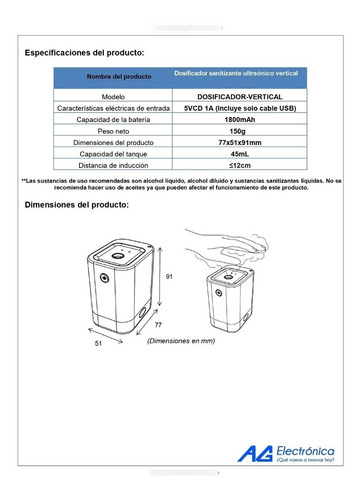 Desinfectante Portatil Automatico Con Sensor