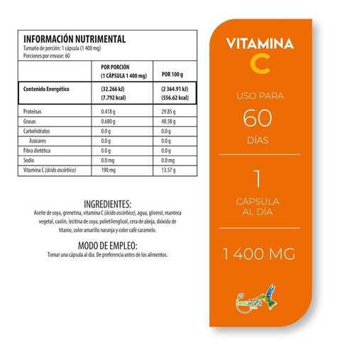 Vitamina C 60 Cápsulas Antioxidante Best Health Sabor Sin Sabor