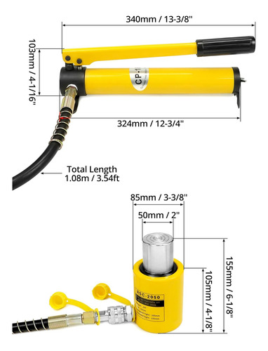Qwork 20t Mini Cilindro Hidráulico Jack Porta Power Ram 2 D