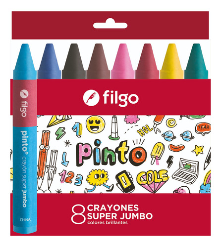 Crayones Filgo Pinto Super Jumbo Estuche X8 Colores Prm