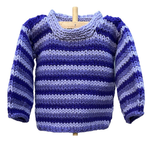 Pullover Sweater De Bebé Tejido A Mano. Lana Suave