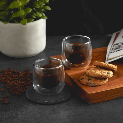 Set 2 Vasos De Espresso Doble Pared 80 Ml Simplit Blanco