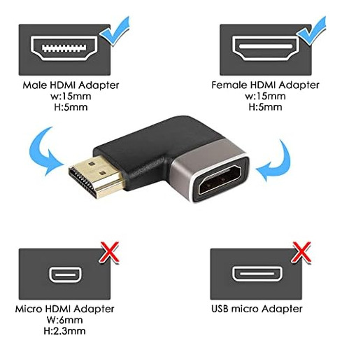 Qianrenon 8k Ángulo De 90 Grados Acoplador De Adaptador Hdmi