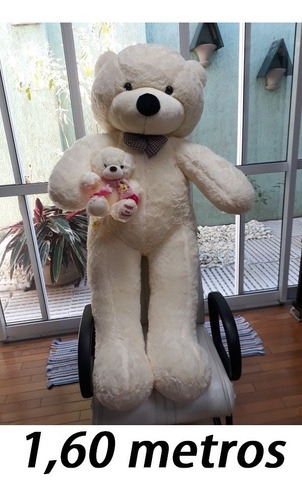 Mamãe Urso Creme 160cm Com Filhotinho 25 Cm - Casa Dos Ursos