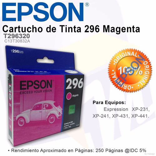 Combo 4 Cartucho Tinta Epson T296 Negro Cian Magenta Amarill