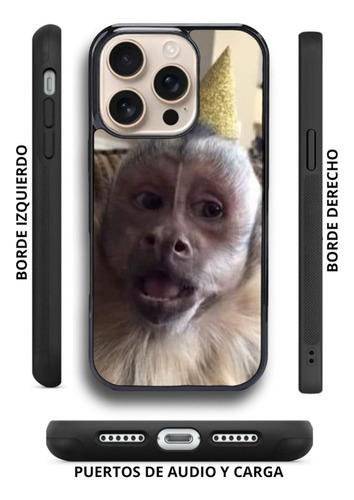 Funda Antigolpes Para Iphone Y Otros Meme Mono Capuchino 2 Negro Iphone 14