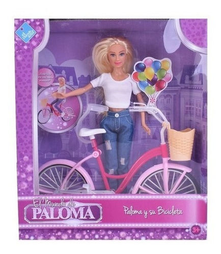 Muneca Paloma Y Su Bicicleta El Duende Azul Art 7576