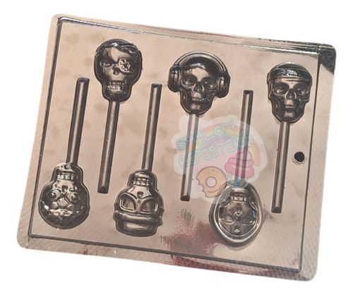 * Molde Paletas Chocolate Halloween #191 6 Calaveras Varias