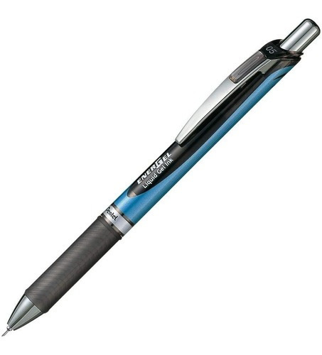 Bolígrafo de tinta de gel líquido Pentel Energel Bln75 0,5 negro, color exterior azul