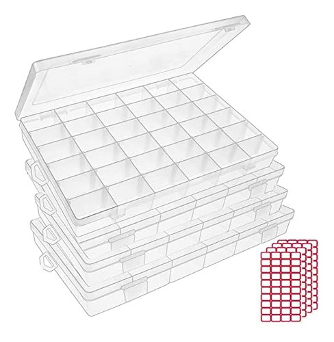 Paquete De 4 Cajas Organizadoras De Plástico Transpare...