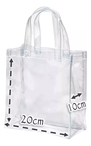 10 Mini Tote Bag Pvc Grueso 20x20x10 Bolsa Transparente