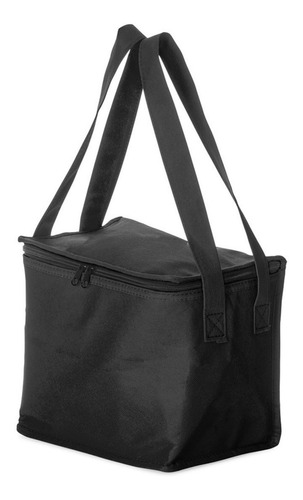 Bolsa Porta Marmita Térmica Fitness Pequena Dieta Com Zíper Cor Preto