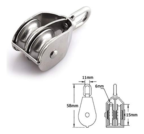 Bloque Doble De Polea Jcbiz M15 Acero Inoxidable - Carga