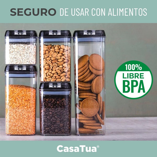 Imagen 4 de 9 de Contenedores Alimento Hermeticos Set 5 Apilable Cierre Facil
