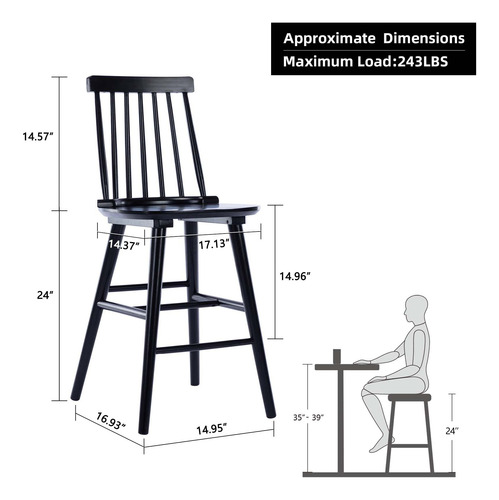 Duhome Juego De 2 Taburetes De Bar De Madera Taburetes De