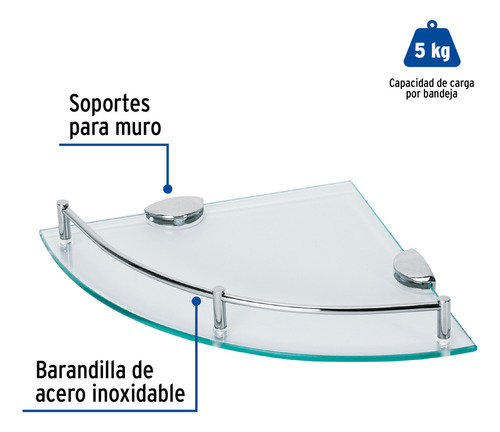 Juego de 4 Repisas Esquineras de vidrio foset 47906