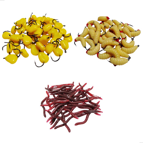 Kit 30un Isca Artificial Minhoca Larva Milho Aromatizado
