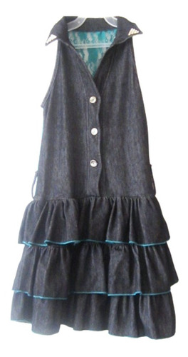 $ Vestido Niña Cuello V Falda Olanes Espalda Encaje Vintage.