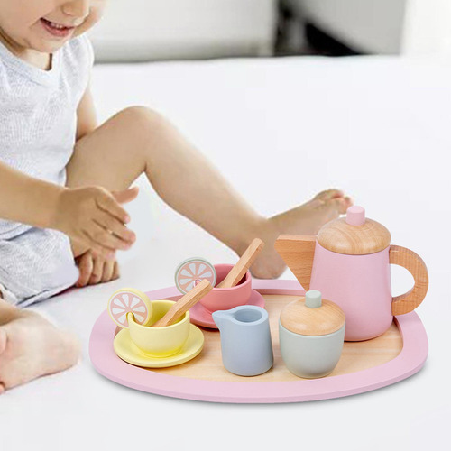 Yi Taza Y Plato De Madera For Cocinas De Juguete, Para