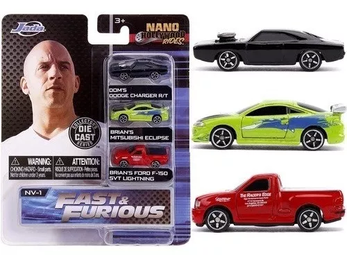 Paquete de 3 Vehiculos Nano Hollywood Rides - Fast and the Furious Jada  Toys Jada Toys Paquete de 3 Vehiculos Nano Hollywood Rides - Fast and the