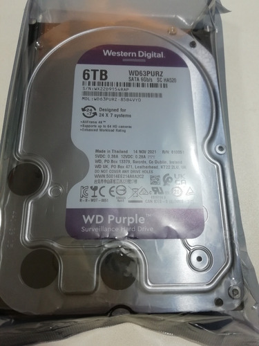 Disco Duro 6tb Wd Purple Wd64purz 24-7 5400rpm Video Vigilan