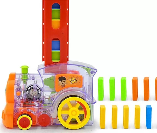Imagen 2 de 8 de Tren Dominó Para Niños, Juego De Bloques De Construcción,