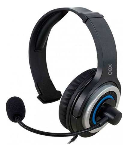 Headset Gamer P2 Oex Army Hs407 Multiplataforma Preto E Azul