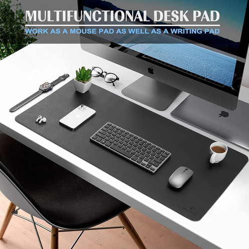 Mouse Pad Para Escritorio Hecho De Cuero Color Negro Tamaño