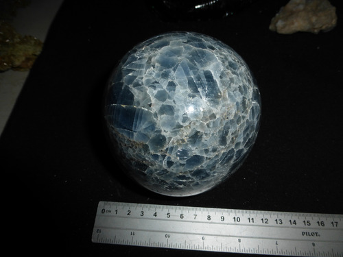 Mineral De Colección Esfera Artesanal Calcita Azul Natural