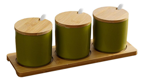 3 Uds. De Tarros De Especias De Cerámica Con Tapa, Cuchara