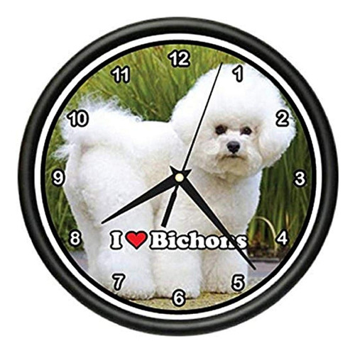 Signmission Bichon Frise Reloj De Pared Mascota Perros Criad