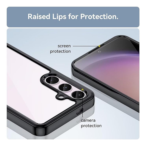 Funda Reforzada Acrílico Compatible Con Samsung S25+ (plus) Transparente Con Borde Negro Hard Clear Case