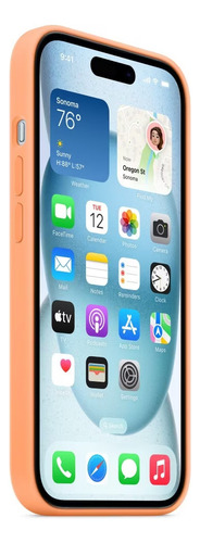 Capa Apple Magsafe Para iPhone 15, Silicone, Laranja-verão