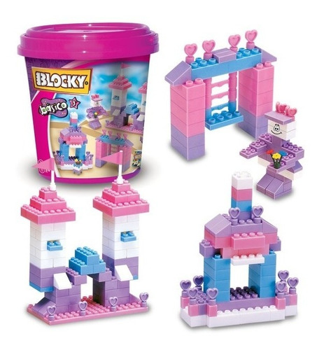 Blocky Balde Básico 3 Rosa 210 Piezas - Bloques Juguetes