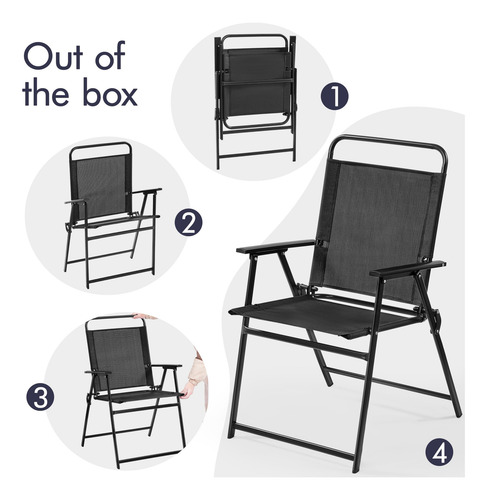 Juego De 4 Sillas De Patio Plegables Para Exteriores