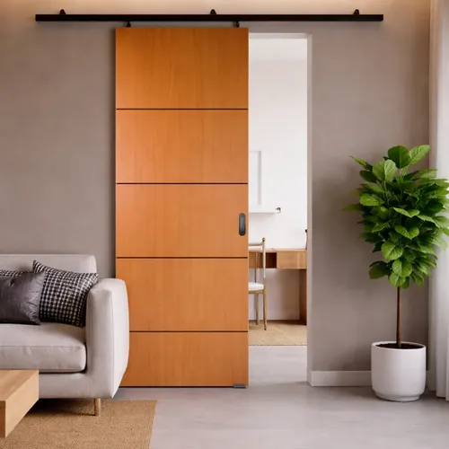 Porta De Correr Colméia  Bbb Frisada ​70x210 Kit Alumínio Marrom-escuro
