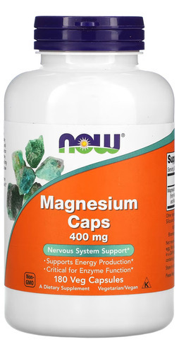 Magnésio Magnesium 400mg Now Foods 180 Veg Caps Sabor Sem sabor