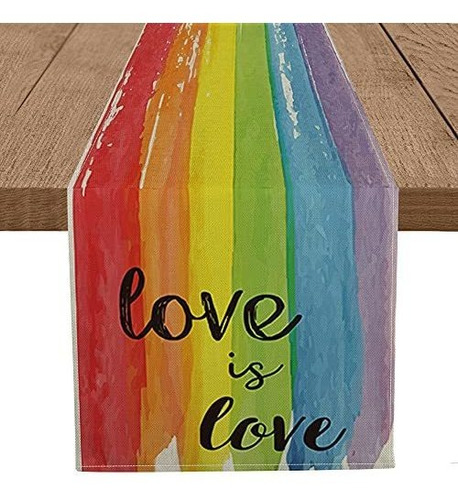 Artoid Mode Love Is Love Table Runner, Pride Gay Lesbian Pan