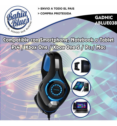 Auricular Gamer Gadnic A500 Ps4 Xbox Microfono Gaming Cuota